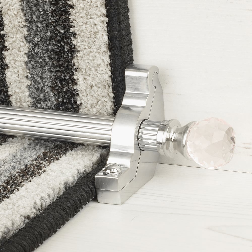 Crystal Brushed Chrome Rose Reeded Tringles D'Escalier