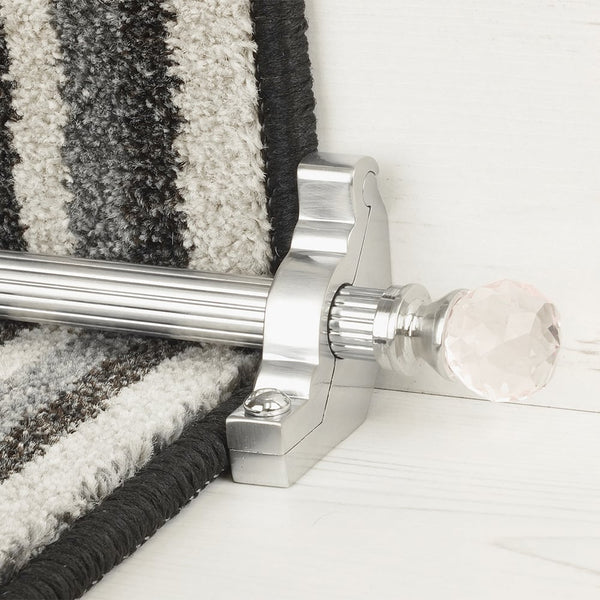 Crystal Brushed Chrome Rose Reeded Tringles D'Escalier