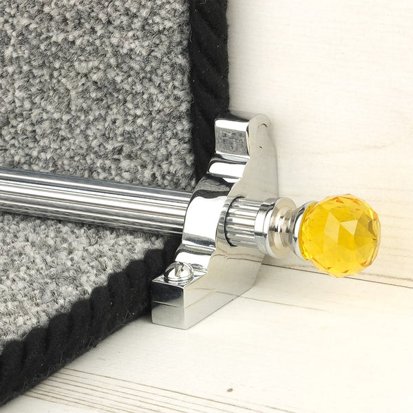 Crystal Chrome Amber Reeded Tringles D'Escalier
