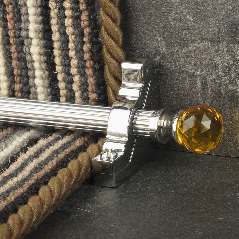 Crystal Chrome Amber Reeded Stair Rod