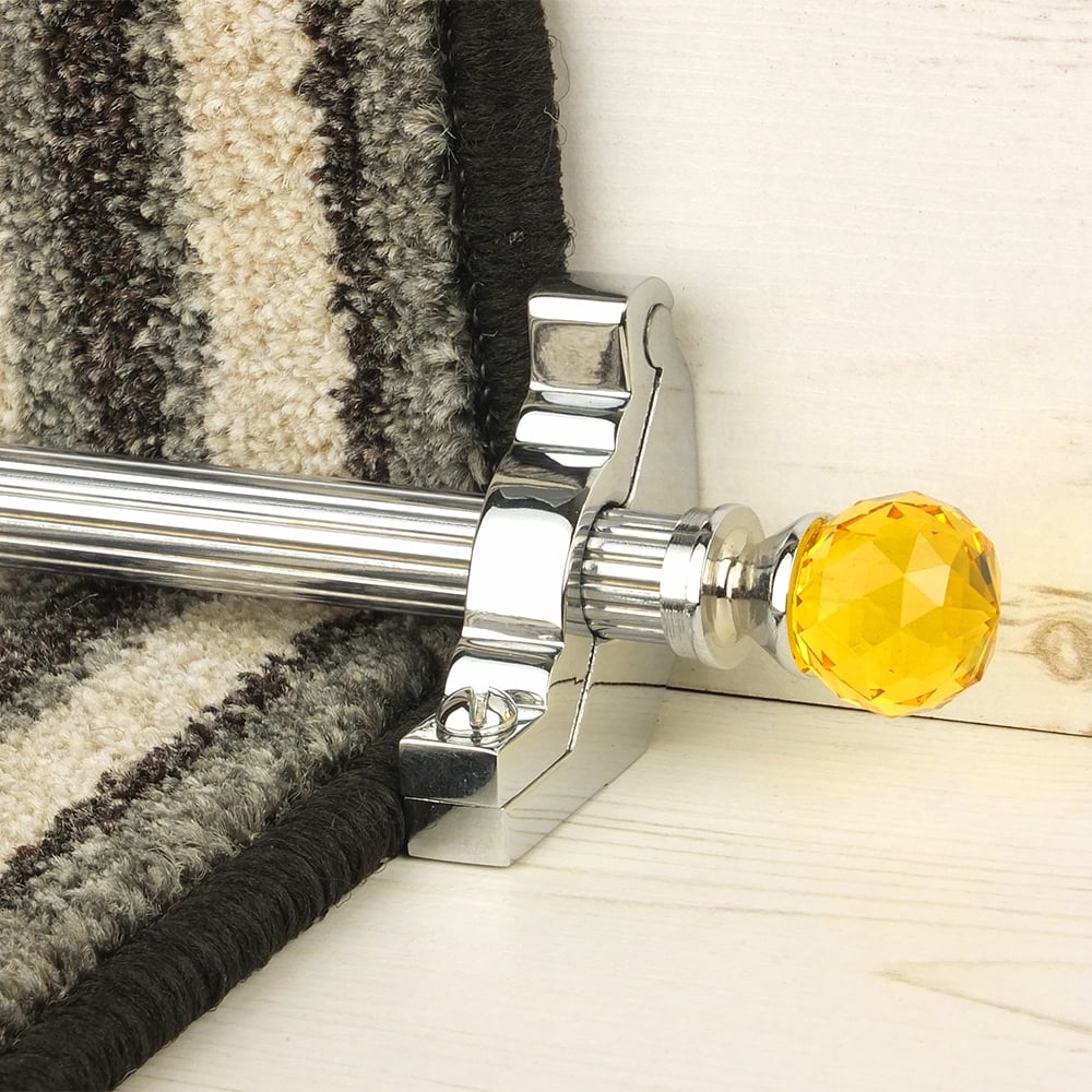 Crystal Chrome Amber Reeded Stair Rod