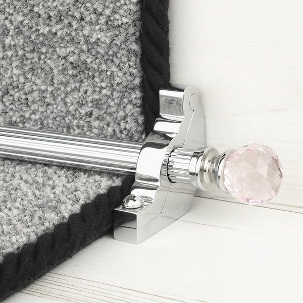 Crystal Chrome Rose Reeded Tringles D'Escalier