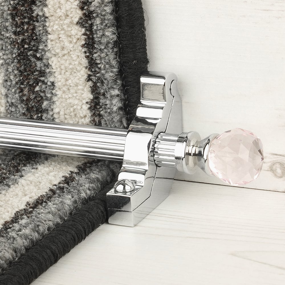 Crystal Chrome Rose Reeded Tringles D'Escalier