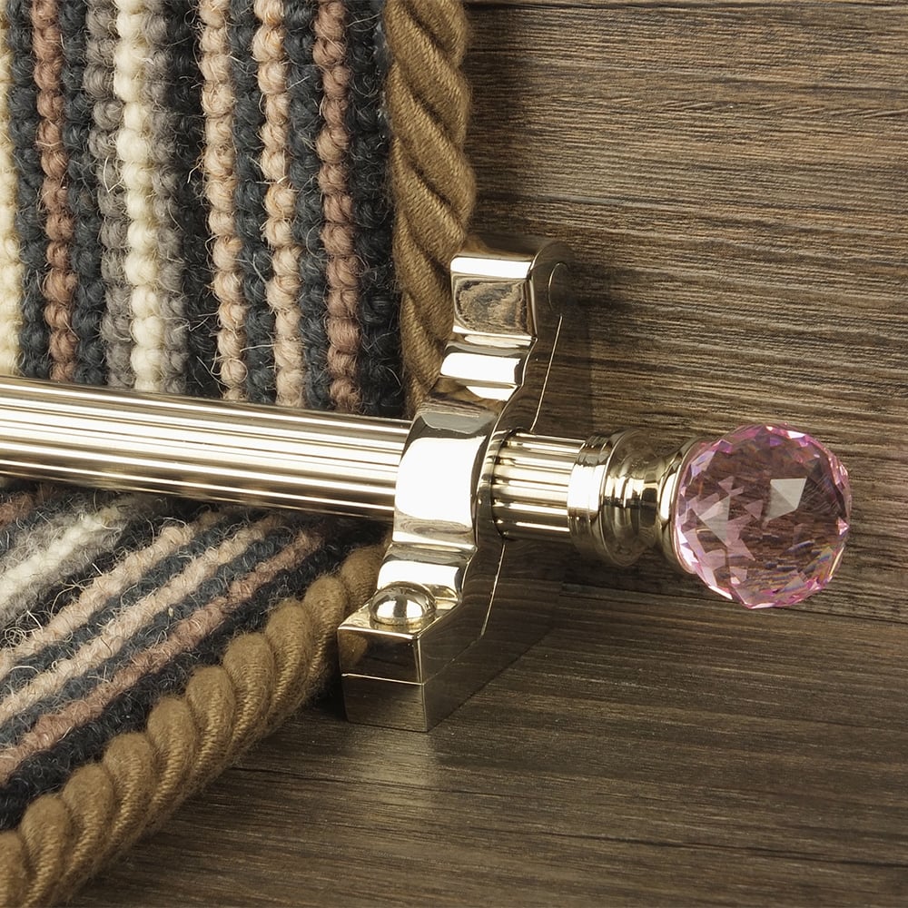 Crystal Polished Nickel Rose Reeded Tringles D'Escalier