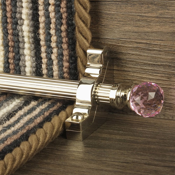Crystal Polished Nickel Rose Reeded Tringles D'Escalier