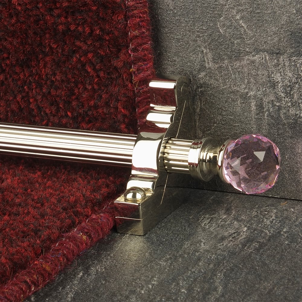 Crystal Polished Nickel Rose Reeded Tringles D'Escalier