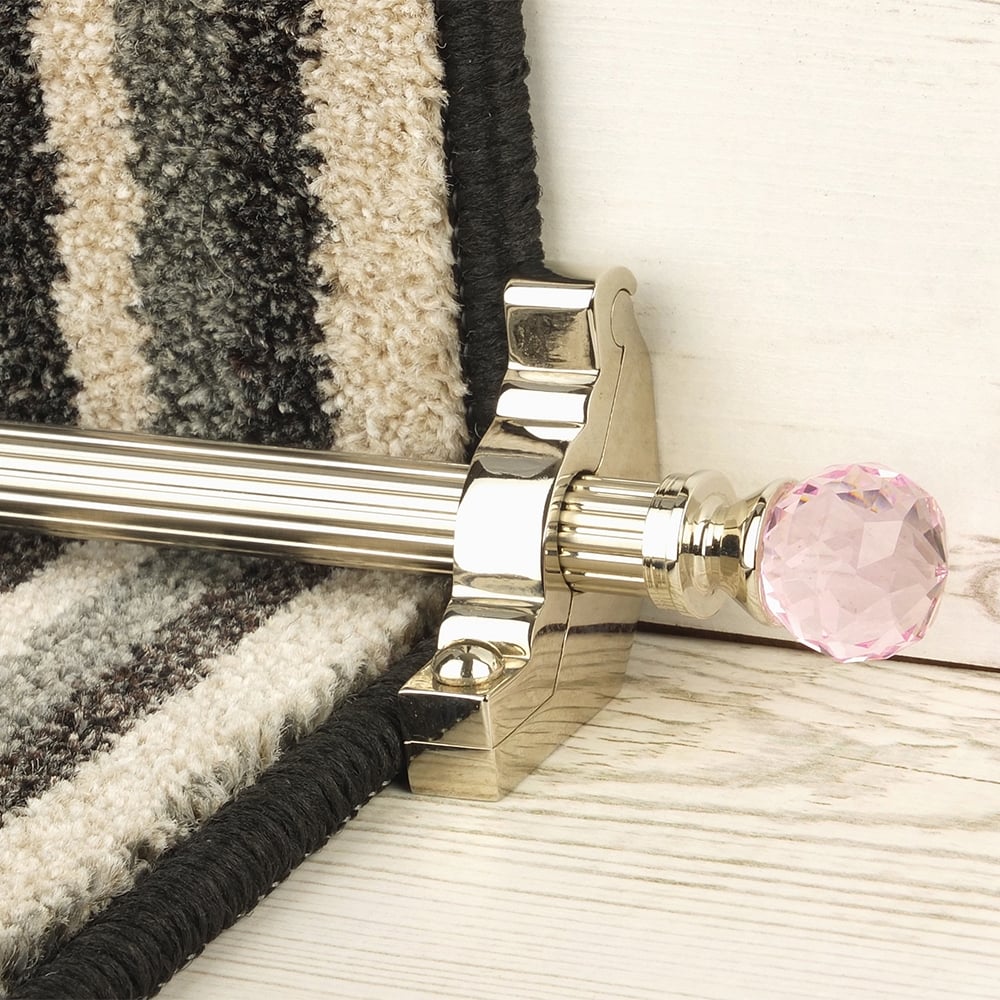 Crystal Polished Nickel Rose Reeded Tringles D'Escalier
