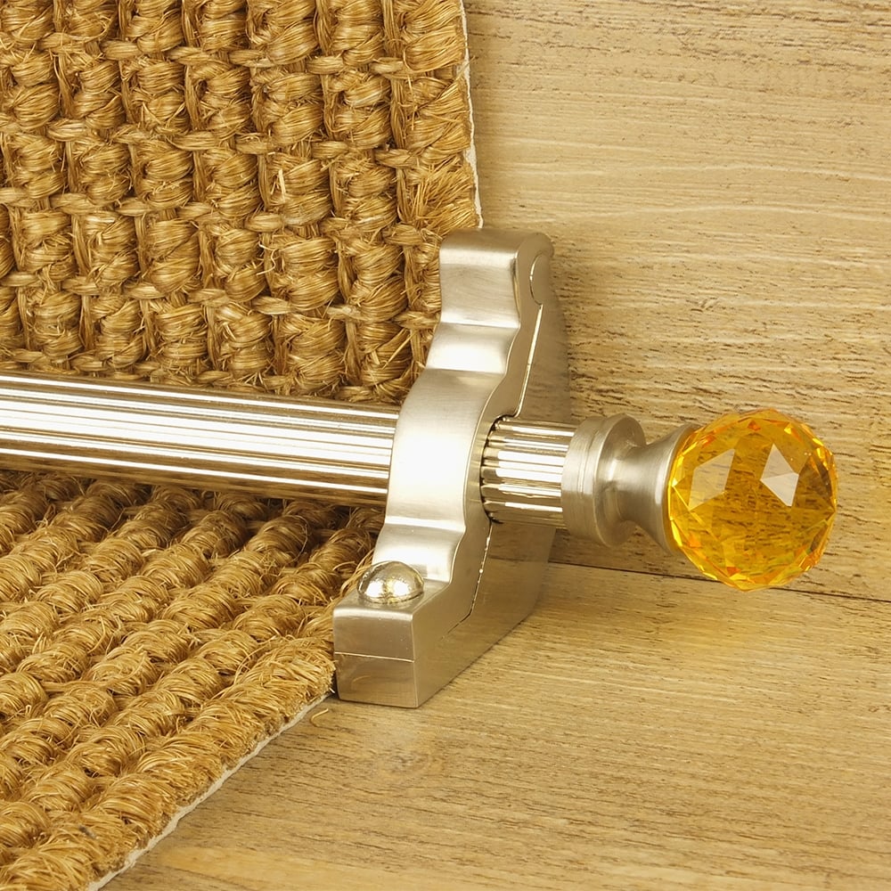 Crystal Satin Nickel Amber Reeded Tringles D'Escalier