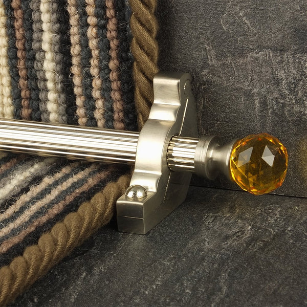 Crystal Satin Nickel Amber Reeded Tringles D'Escalier