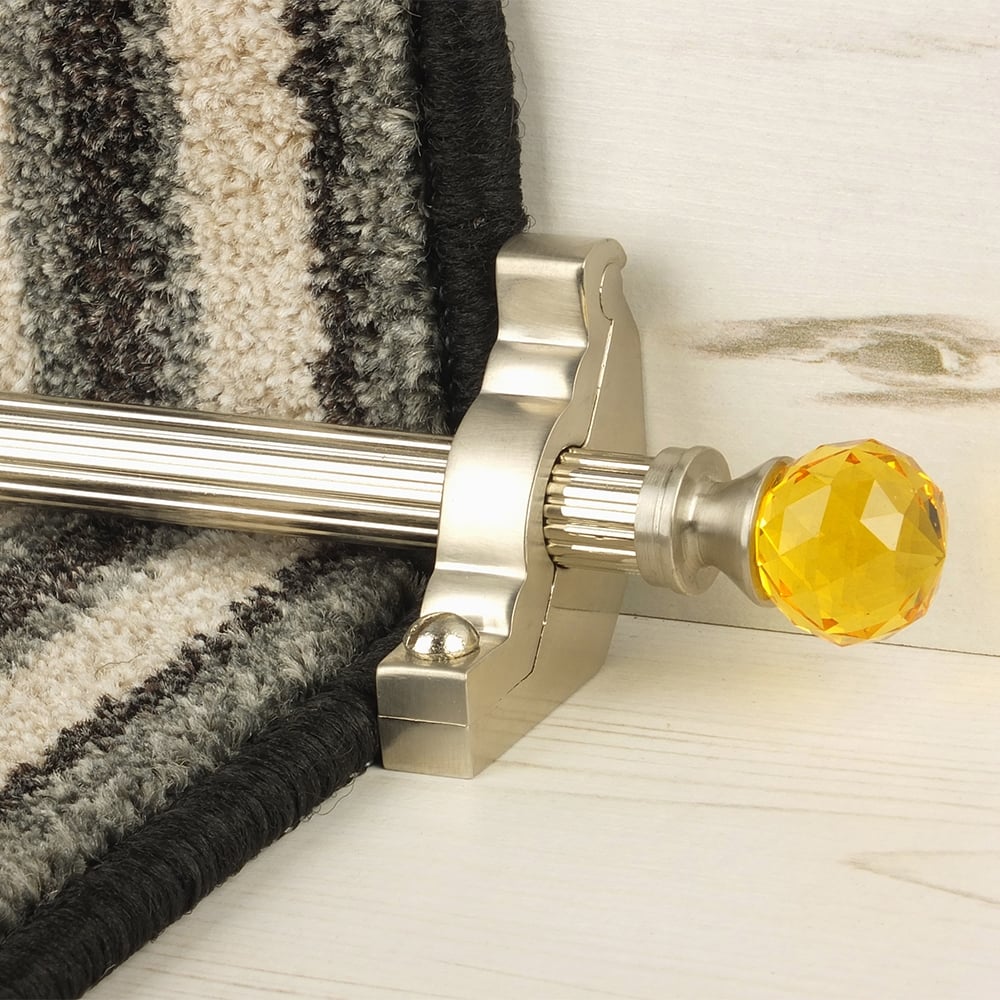 Crystal Satin Nickel Amber Reeded Stair Rod