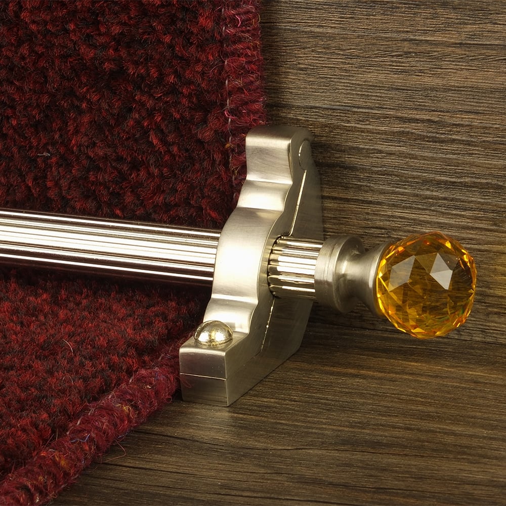 Crystal Satin Nickel Amber Reeded Stair Rod