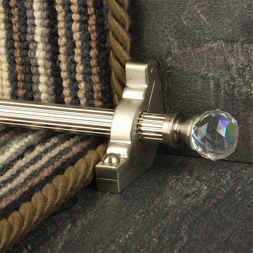 Crystal Satin Nickel Rainbow Reeded Stair Rod