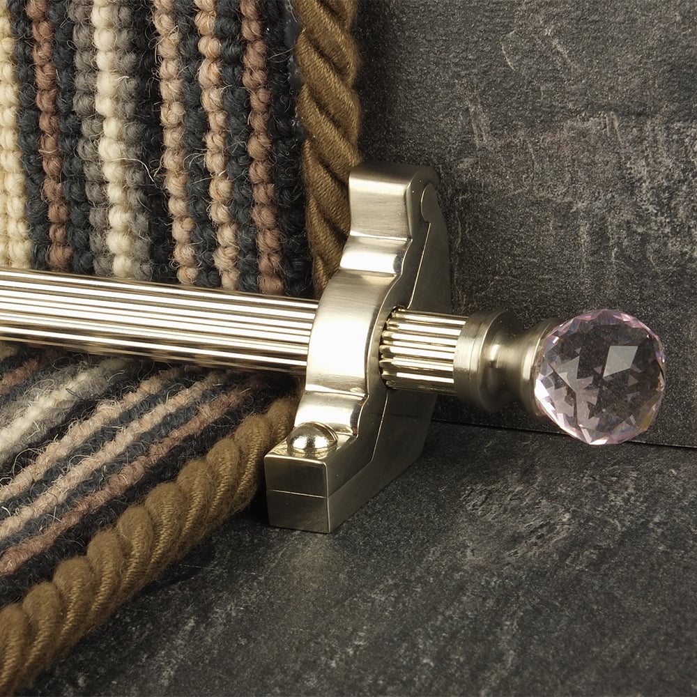 Crystal Satin Nickel Rose Reeded Tringles D'Escalier