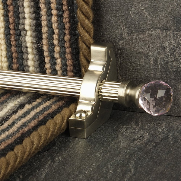 Crystal Satin Nickel Rose Reeded Tringles D'Escalier