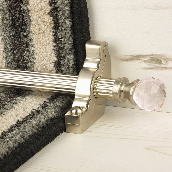 Crystal Satin Nickel Rose Reeded Tringles D'Escalier