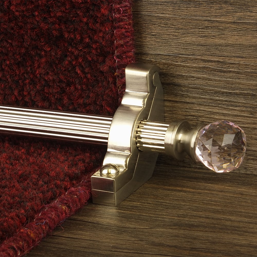 Crystal Satin Nickel Rose Reeded Tringles D'Escalier