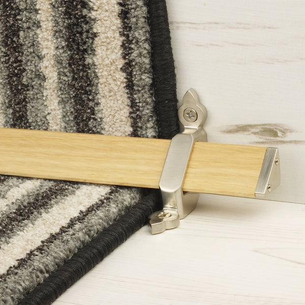 Tudor Satin Nickel Light Wood Stair Rod