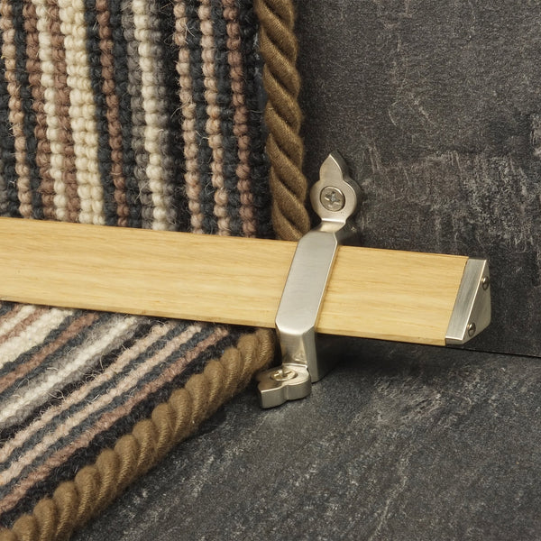 Tudor Satin Nickel Light Wood Stair Rod