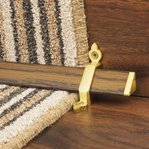 Tudor Satin Brass Dark Wood Stair Rod