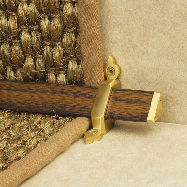Tudor Satin Brass Dark Wood Stair Rod