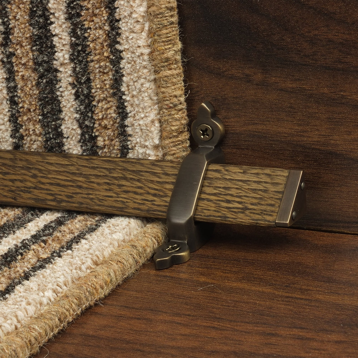 Tudor Antique Bronze Dark Wood Stair Rod