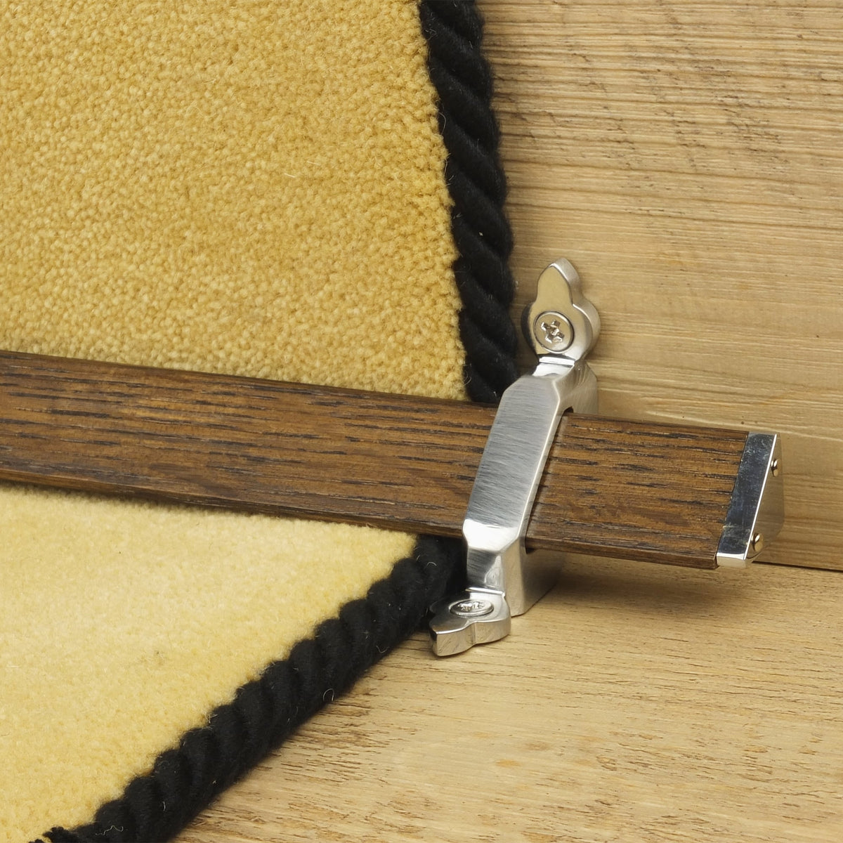 Tudor Brushed Chrome Dark Wood Stair Rod