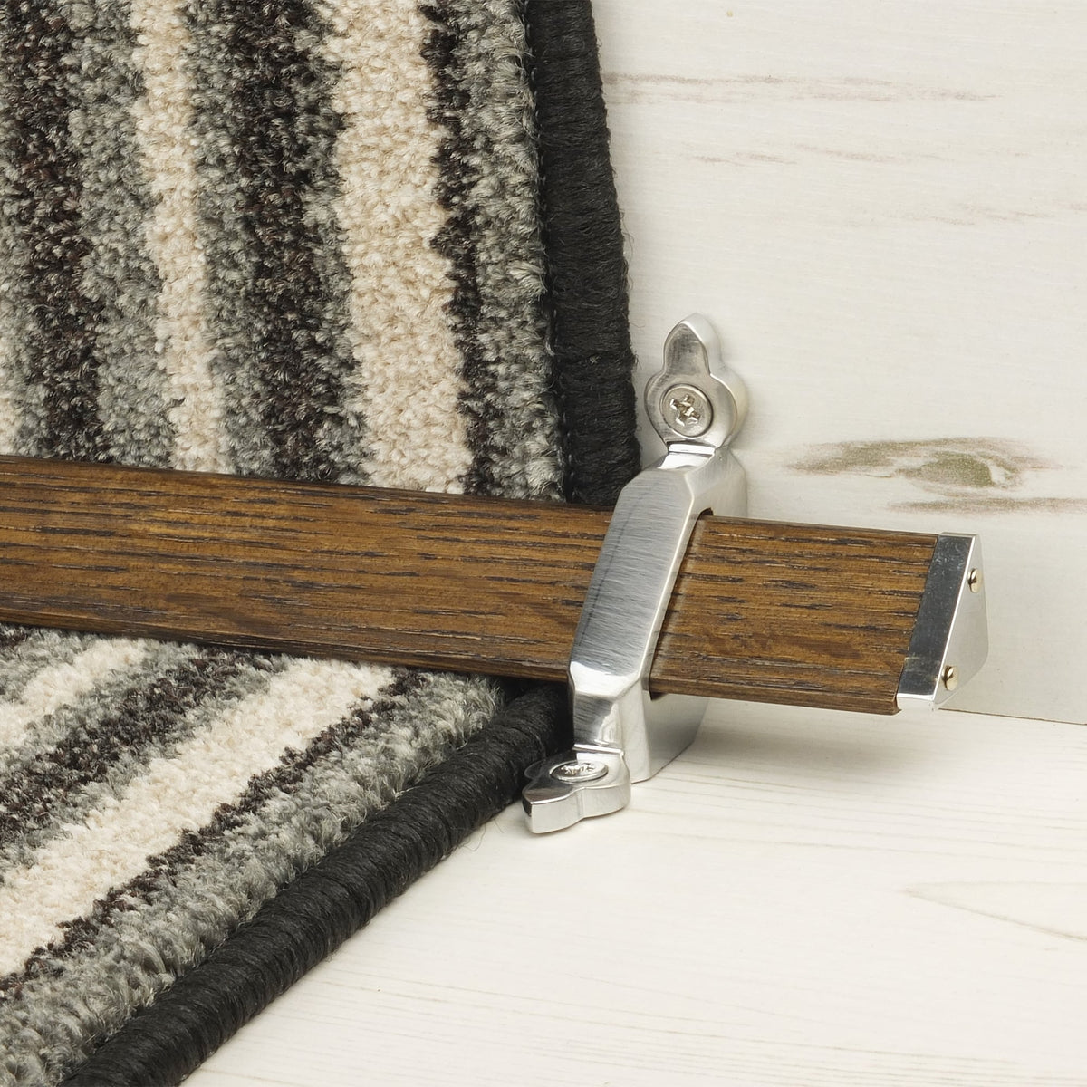 Tudor Brushed Chrome Dark Wood Stair Rod