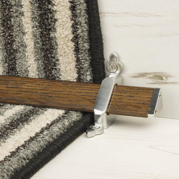 Tudor Brushed Chrome Dark Wood Stair Rod