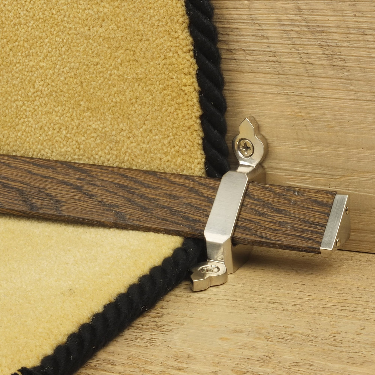 Tudor Satin Nickel Dark Wood Stair Rod