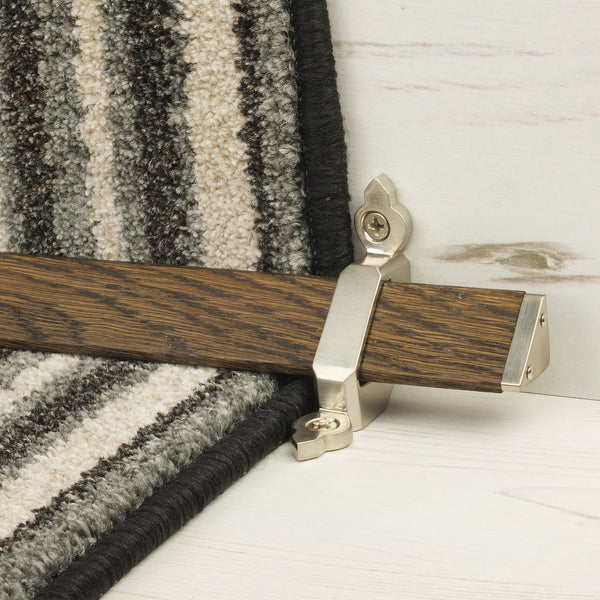Tudor Satin Nickel Dark Wood Stair Rod