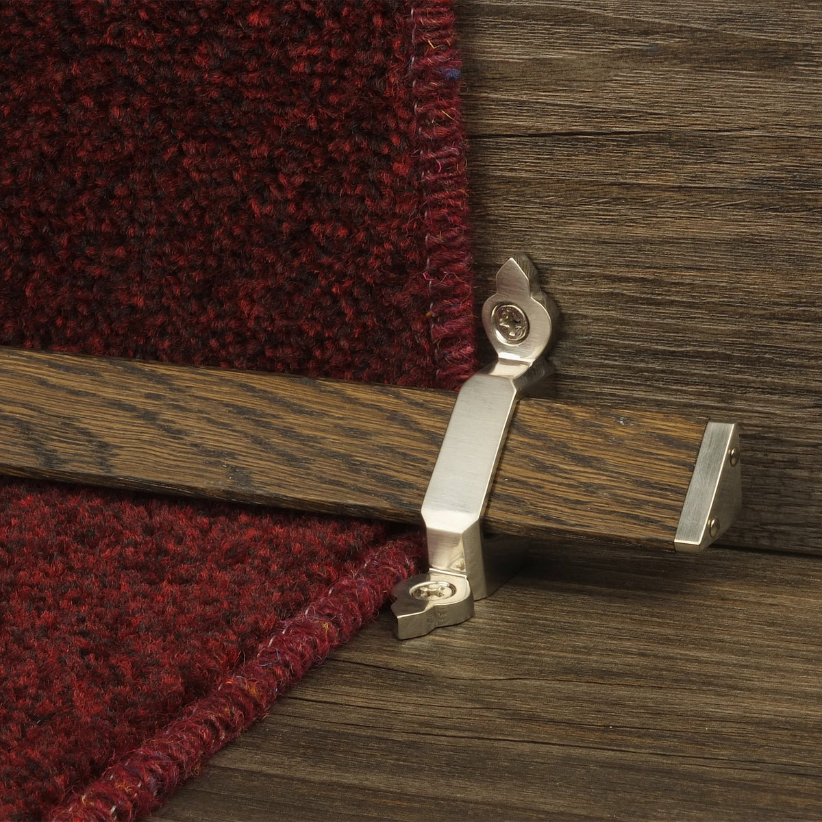 Tudor Satin Nickel Dark Wood Stair Rod