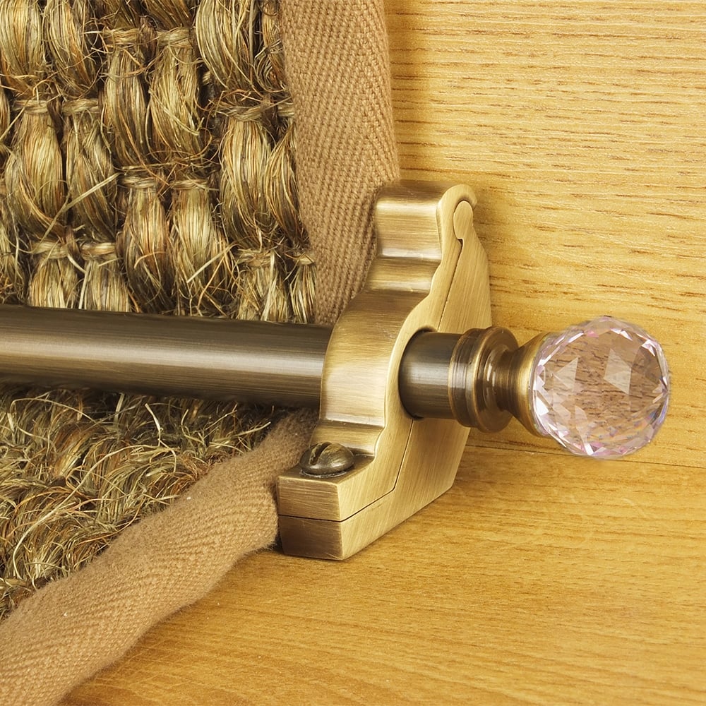 Crystal Antique Brass Rose Plain Stair Rod