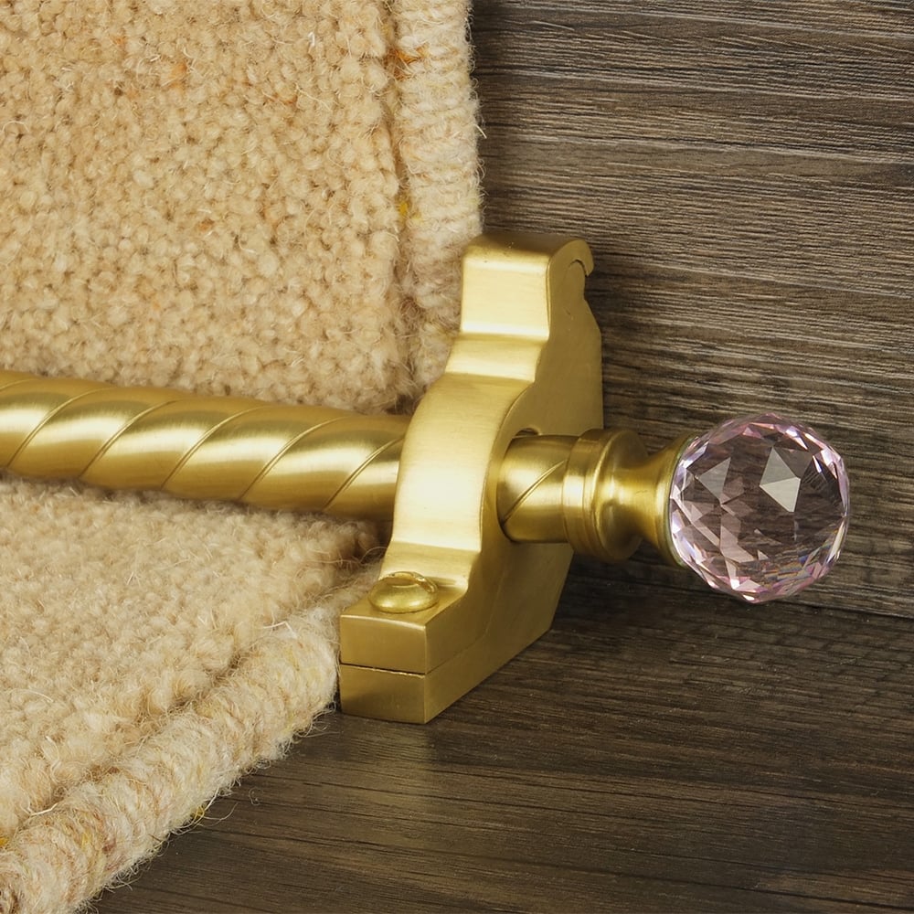Crystal Satin Brass Rose Spiral Stair Rod