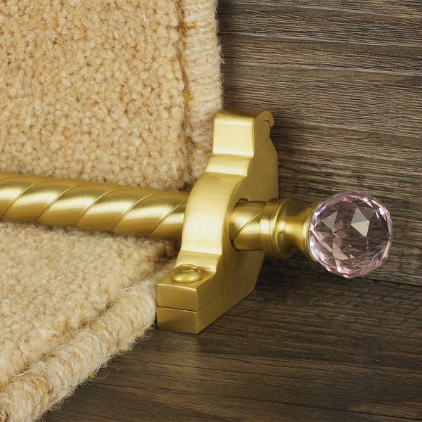 Crystal Satin Brass Rose Spiral Stair Rod