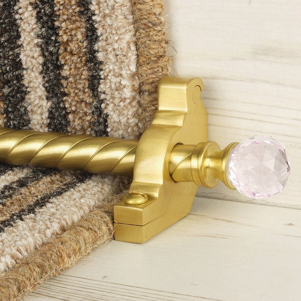 Crystal Satin Brass Rose Spiral Stair Rod