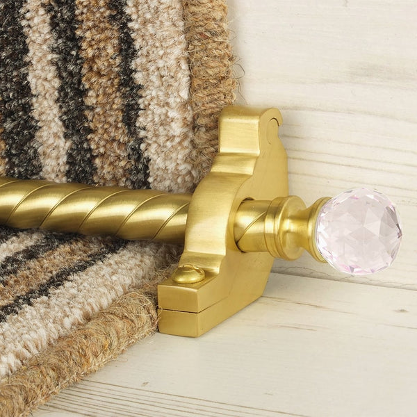 Crystal Satin Brass Rose Spiral Stair Rod