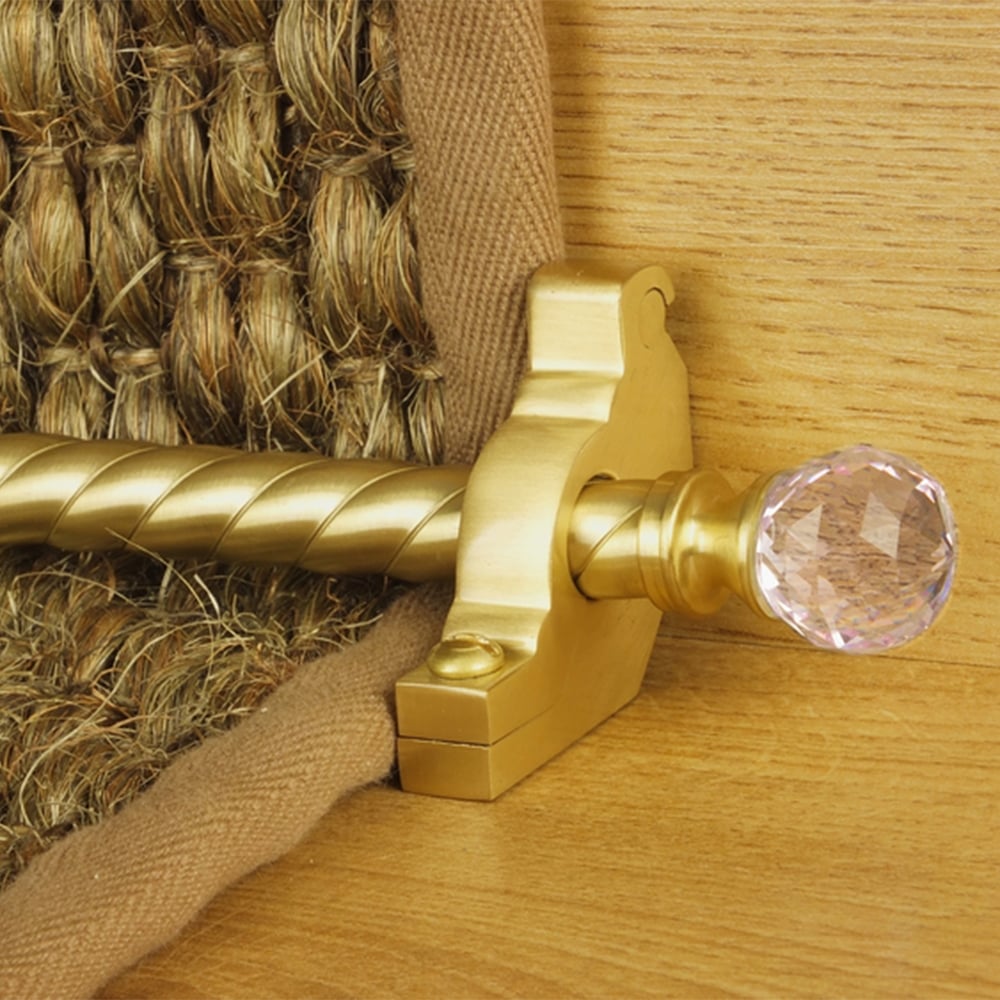 Crystal Satin Brass Rose Spiral Stair Rod
