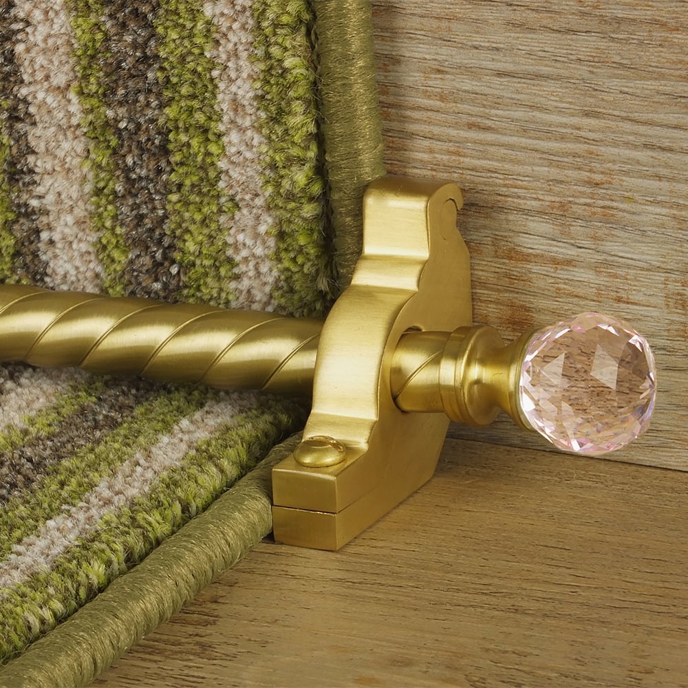 Crystal Satin Brass Rose Spiral Stair Rod