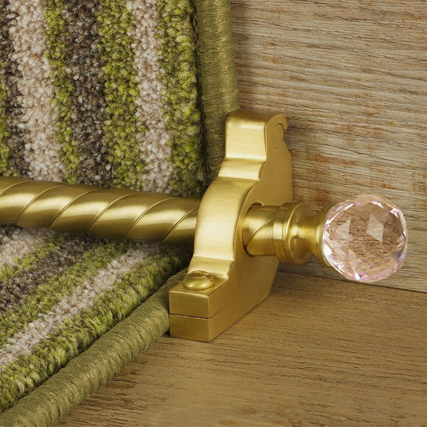 Crystal Satin Brass Rose Spiral Stair Rod