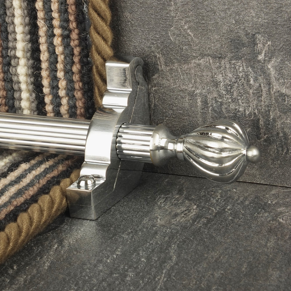 Eastern Promise Brushed Chrome Cairo Reeded Stair Rod