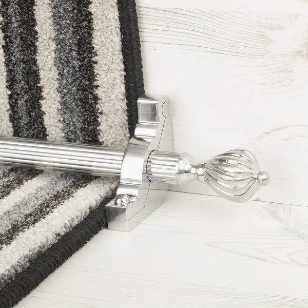 Eastern Promise Brushed Chrome Cairo Reeded Stair Rod