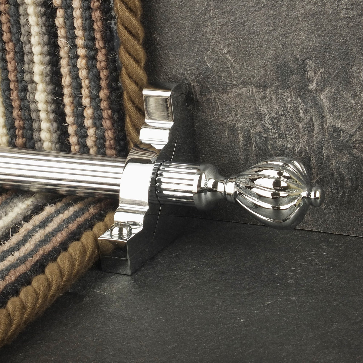 Eastern Promise Chrome Cairo Reeded Stair Rod
