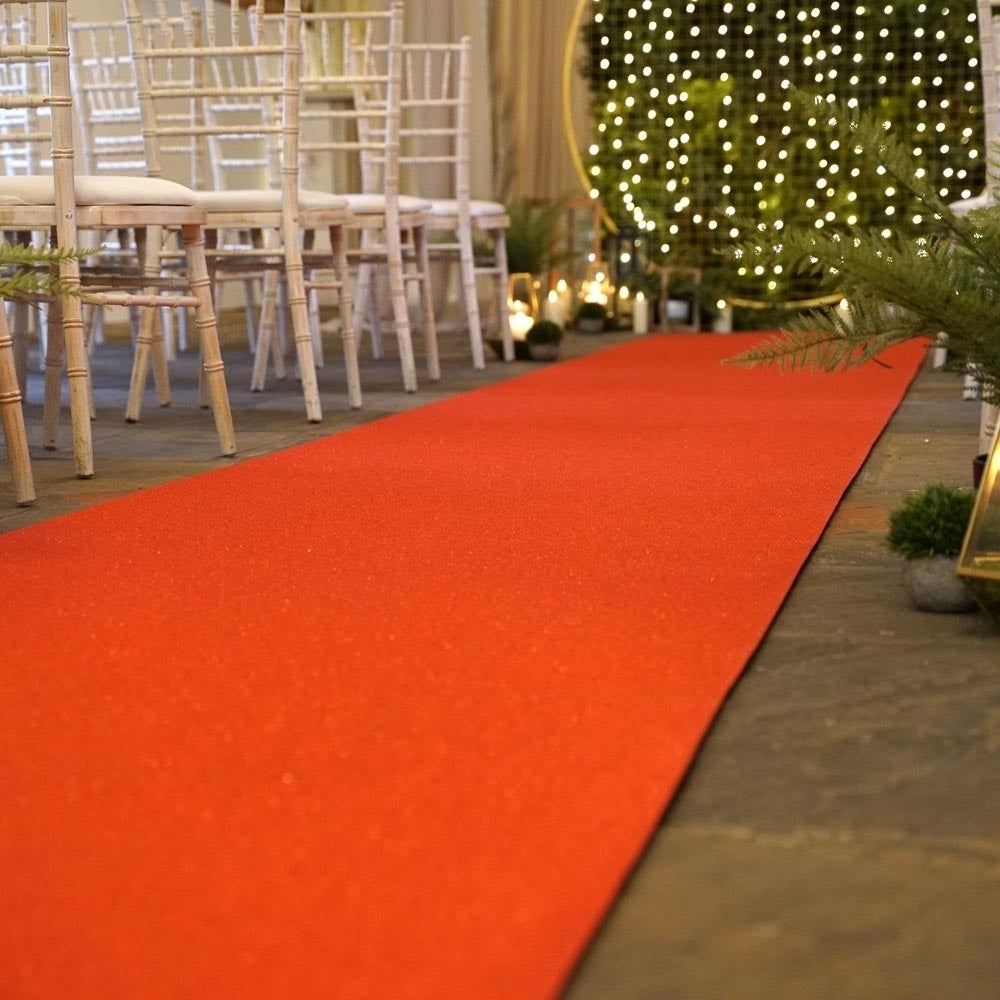 Eliza Glitter Rosso Wedding Aisle Runner