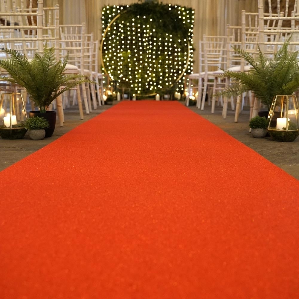 Eliza Glitter Rosso Wedding Aisle Runner