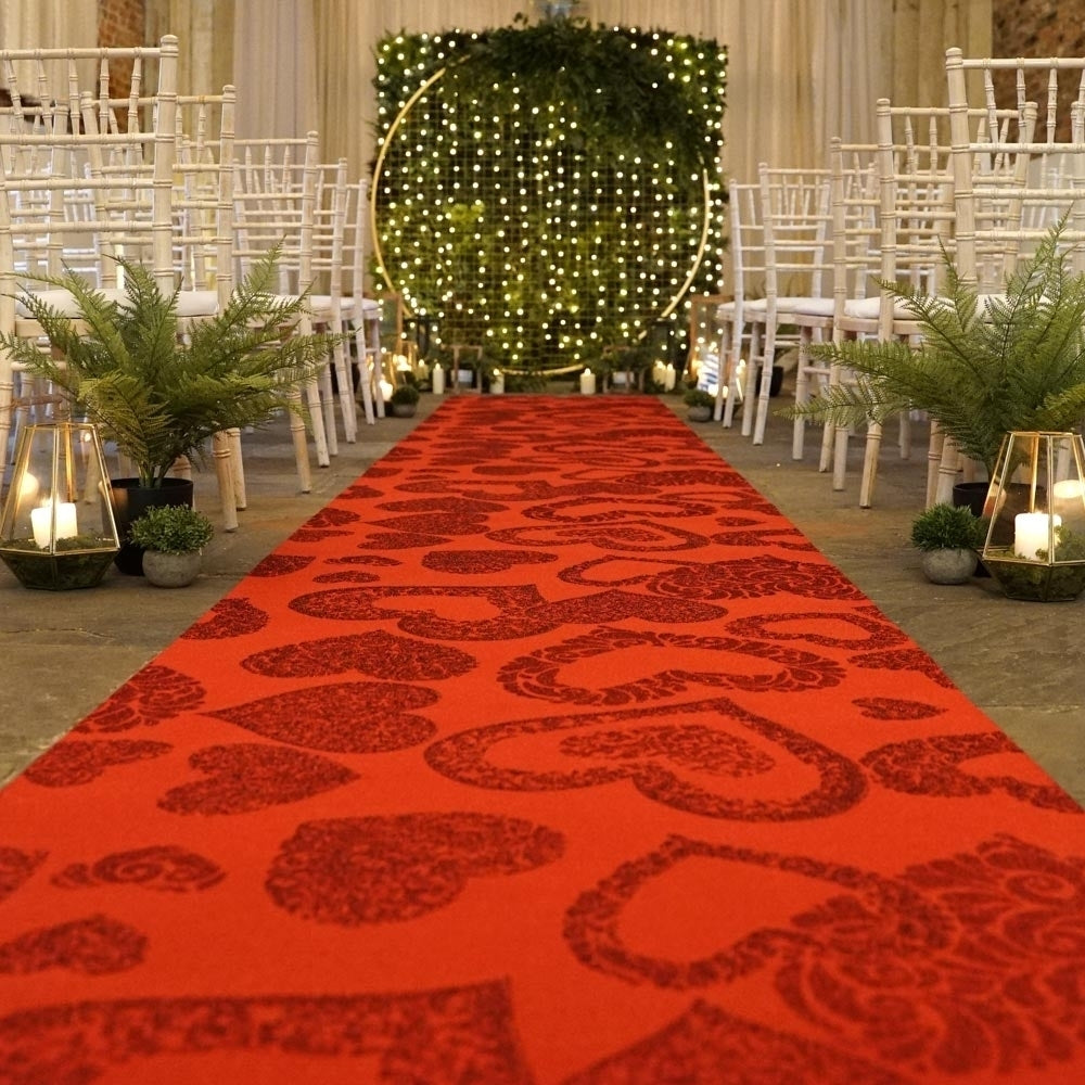 Herz-Glitzer roter Hochzeitsläufer