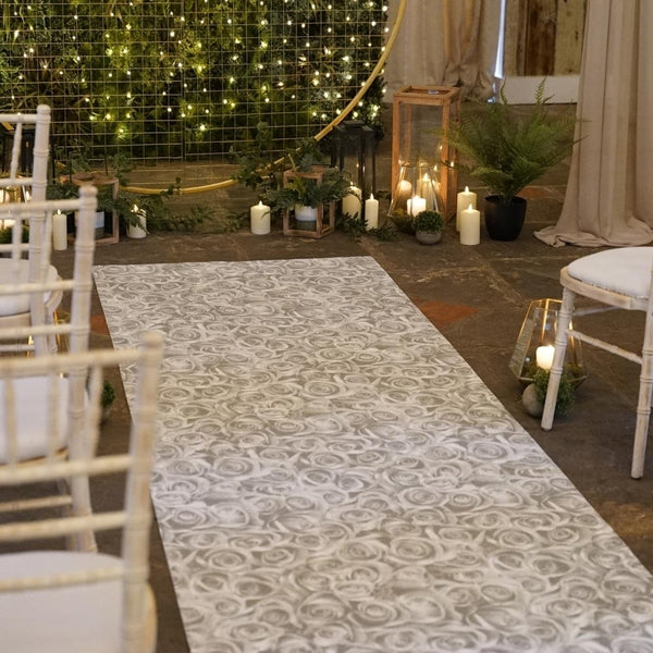 Rose Silver Wedding Aisle Runner