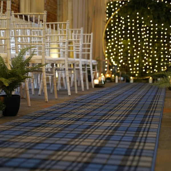 Tartan Blue Wedding Aisle Runner