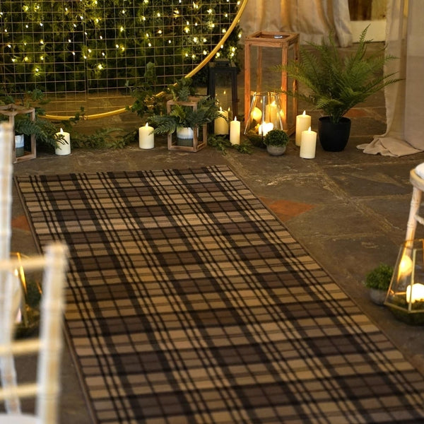 Tartan Brown Wedding Aisle Runner