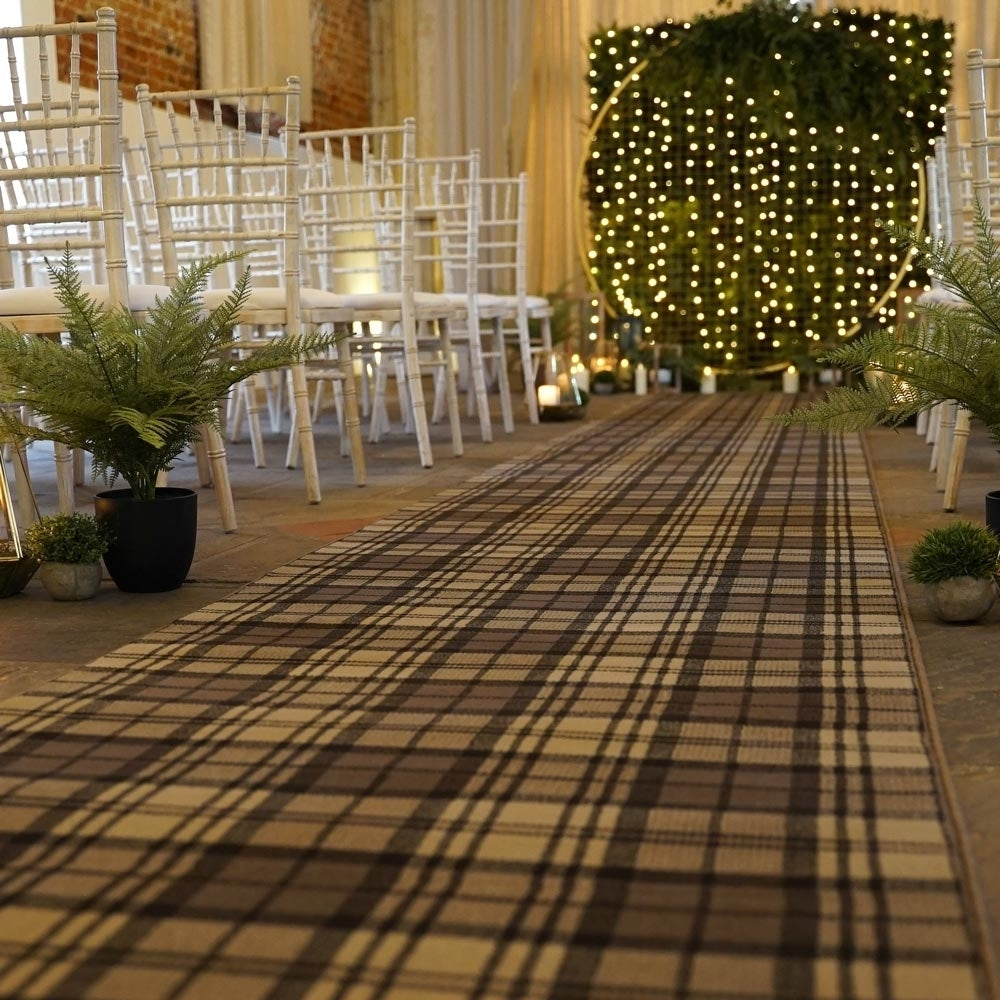 Tartan Marron coureur de tapis de mariage