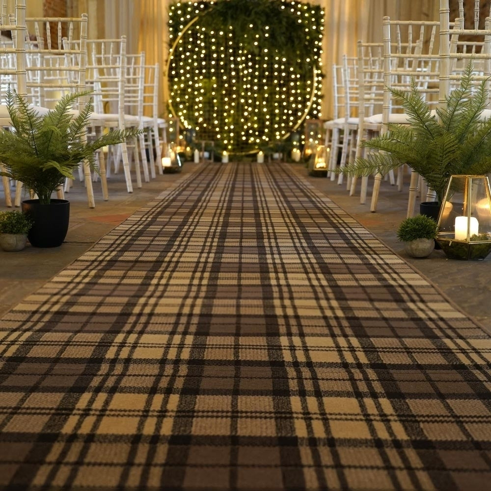 Tartan Marron coureur de tapis de mariage